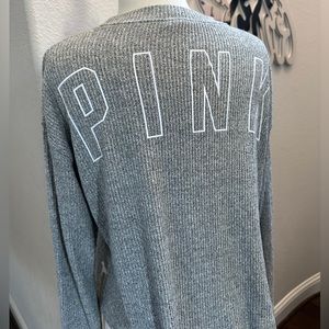 PINK Grey Long Sleeve Top